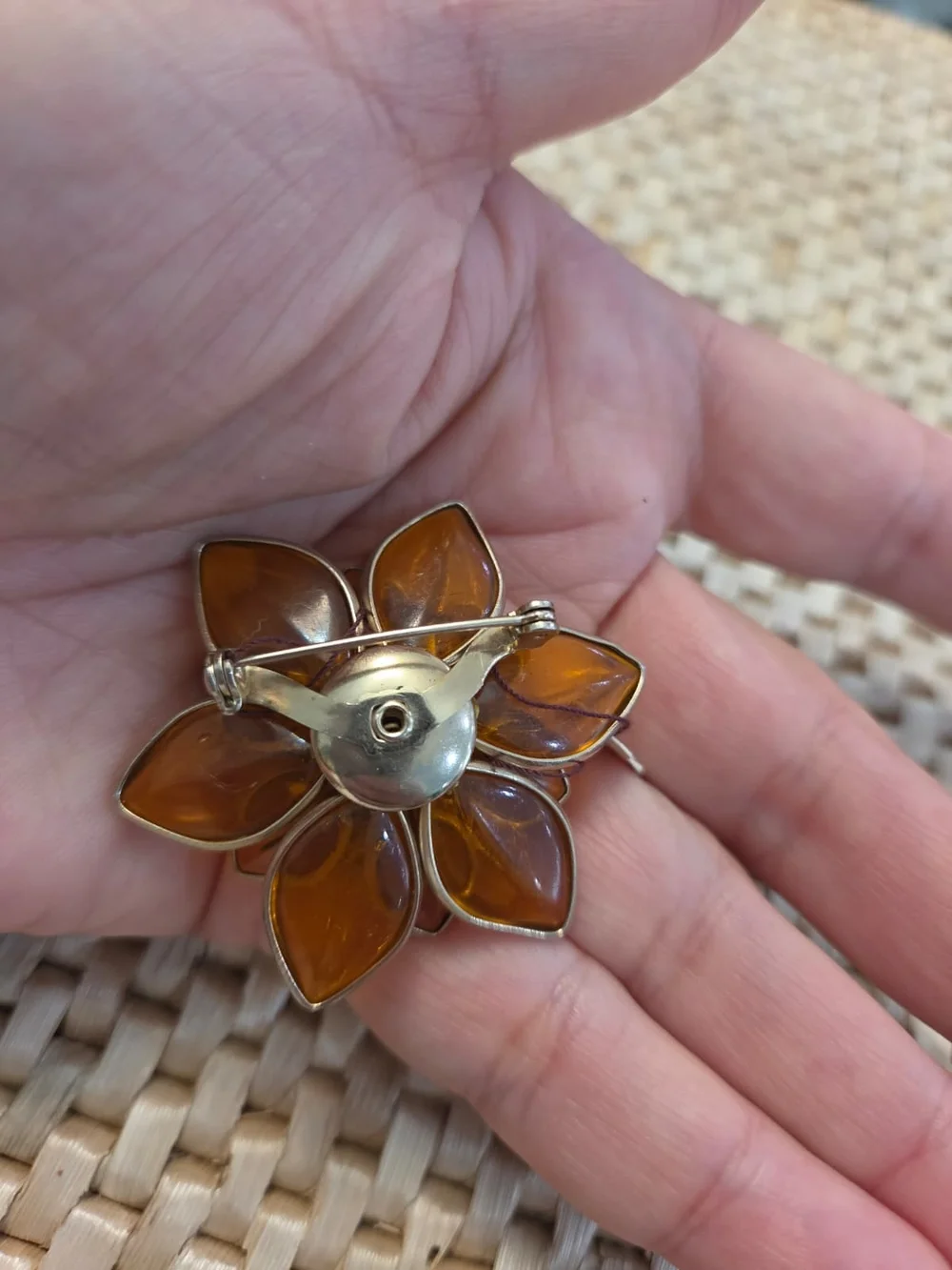 Amber Floral Statement Brooch - Women's Jewelry. Vintage. Mid Century